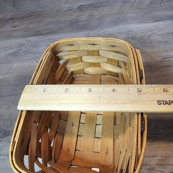 Vintage Longaberger Small Basket Handwoven Brown Rectangle Wood Signed 1994 - Picture 9 of 10